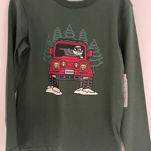 Green Kids Shirt with Red Car Graphic